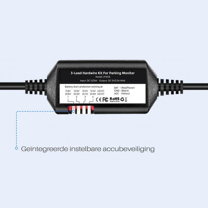 <tc>Nanocam NH03 kit hardwire USB-C 3 fils</tc>