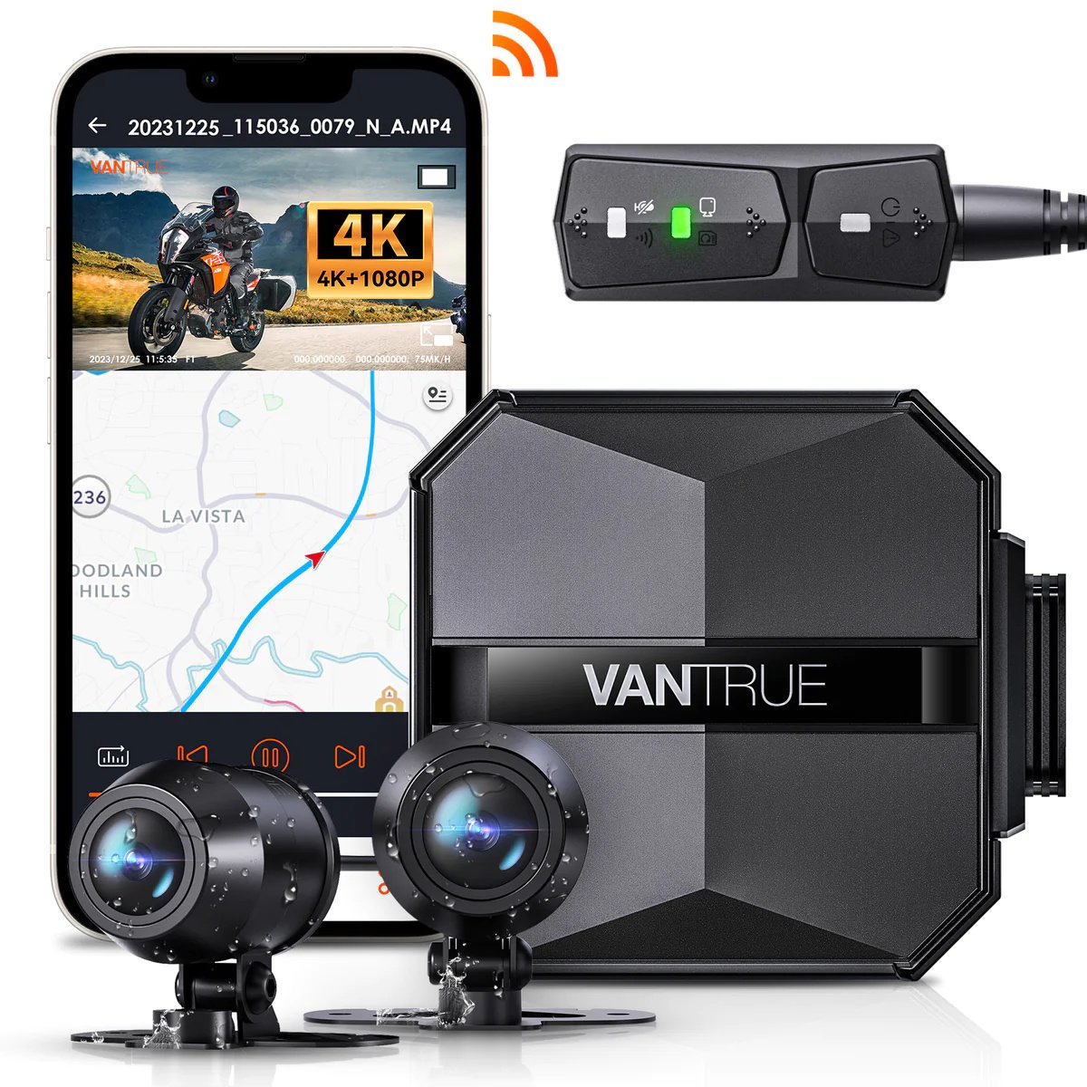 Vantrue F1 4K Dual Wifi GPS Motor dashcam